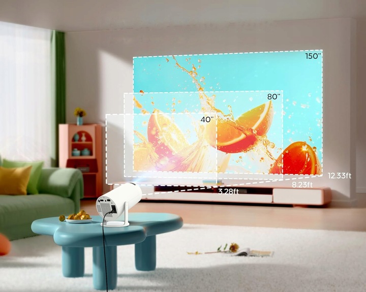 PROJEKTOR ANDROID 4K MINI PRZENOŚNY RZUTNIK WIFI SMART TV OBROTOWY LED FHD