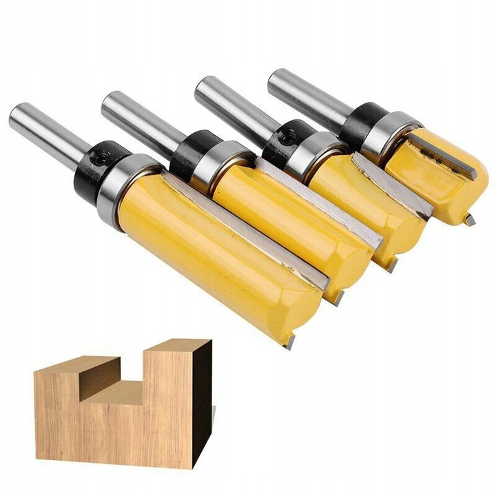 FREZ PROSTY KOPIUJĄCY Z ŁOŻYSKIEM DO DREWNA TRZPIEŃ 8 MM 4 SZT