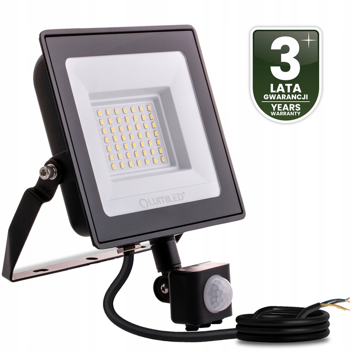 HALOGEN NAŚWIETLACZ LED 50W ZEWNĘTRZNY LAMPA Z CZUJNIKIEM RUCHU Garaż