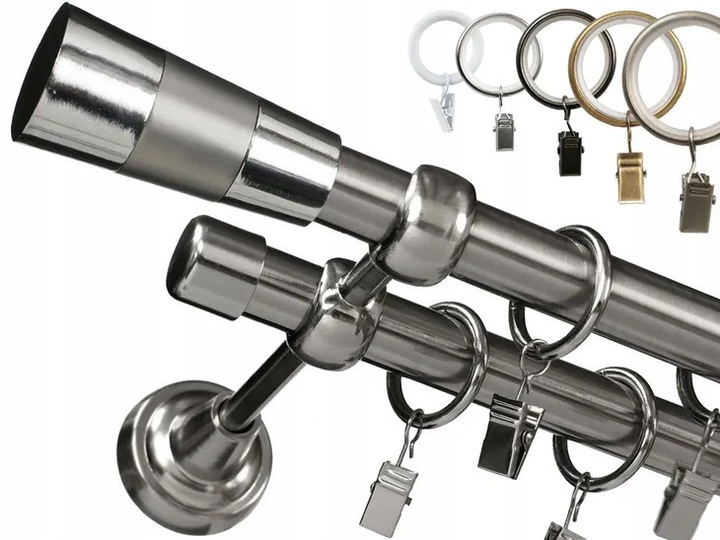 KARNISZ podwójny 19+19 / 200 cm LUXURY CICHE KÓŁKA wzory 6 KOLORÓW wybór