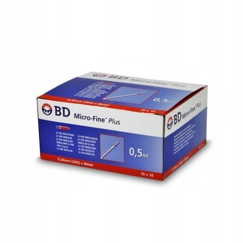 STRZYKAWKA INSULINOWA 0,5 ML Z IGŁĄ 0,3x8mm 100szt