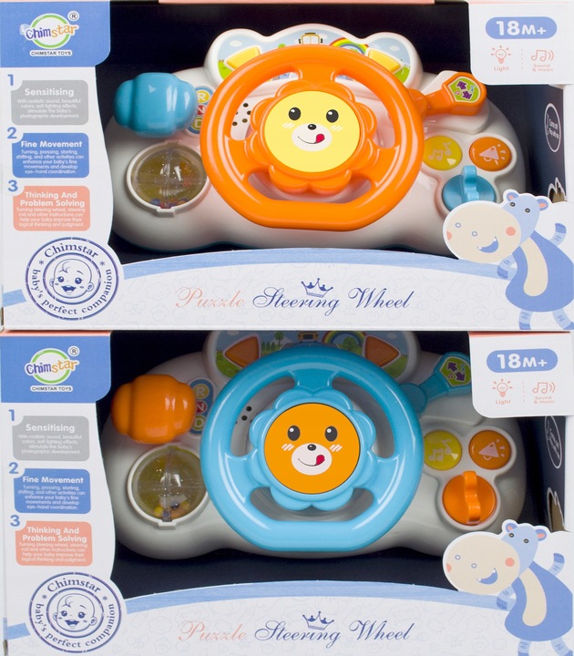 INTERAKTYWNA KIEROWNICA MALUCHA DO ZABAWY DLA DZIECI ŚWIECI GRA DO WÓZKA