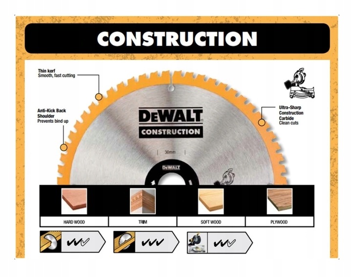 DeWALT DT1957 tarcza piła do drewna 250 x 30 48z
