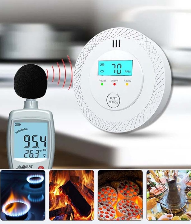 CZUJNIK CZADU GAZU WYKRYWACZ DETEKTOR TLENKU WĘGLA BEZPRZEWODOWY LCD ALARM