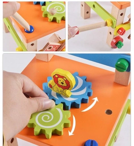 Drewniane krzesło montażowe Montessori klocki