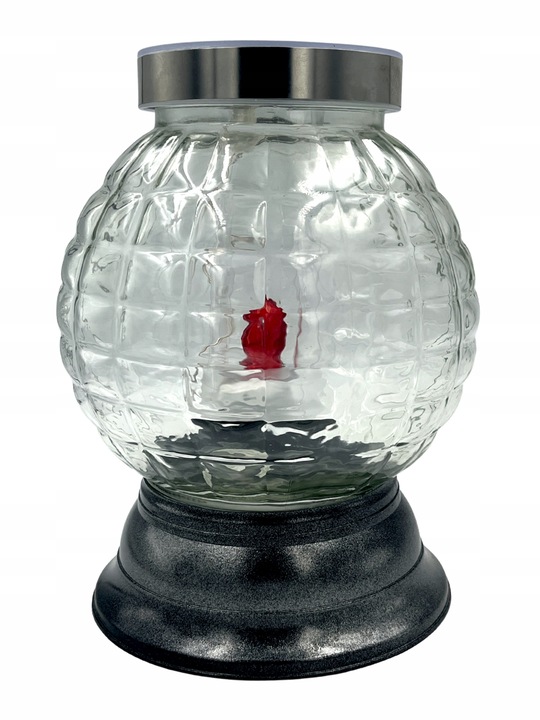 ZNICZ SOLARNY FOTOWOLTAICZNY DUŻY KULA KARBOWANE SZKŁO 24CM !