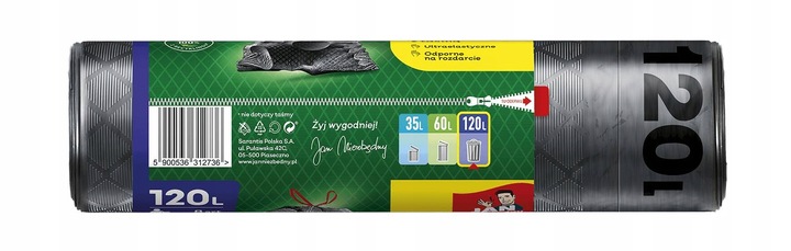 WORKI NA ŚMIECI 120L JAN NIEZBĘDNY MAGNUM FLEX & STRONG Z TAŚMĄ 40SZT MOCNE