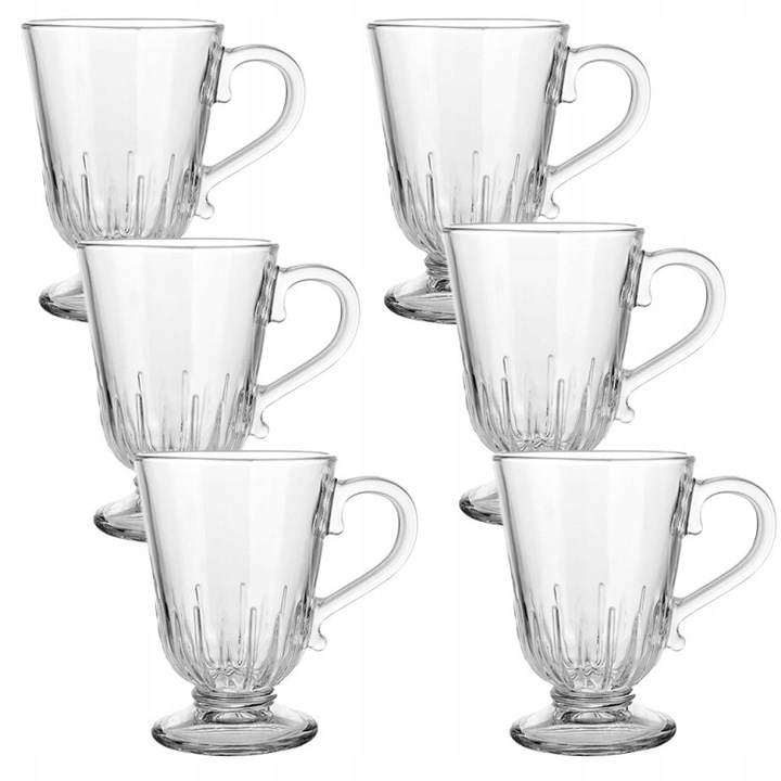 SZKLANKI DO KAWY LATTE ZESTAW 6 SZT SZKLANKA 320 ML KOMPLET Z ŁYŻECZKAMI