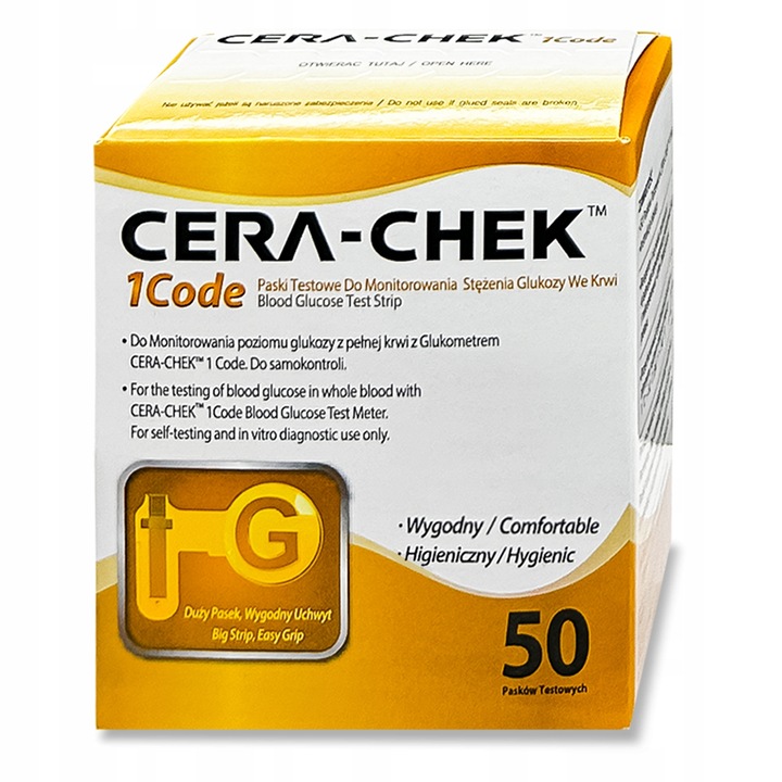 Paski do glukometru Cera-Chek 1code do oznaczania glukozy 50 sztuk
