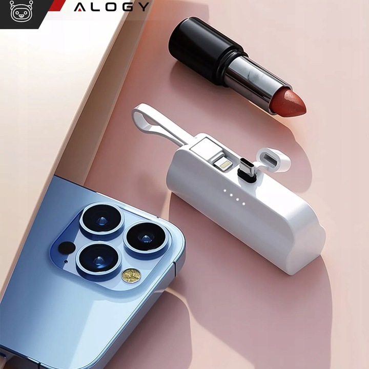 MAŁY PowerBank 5000 mAh kieszonkowy do iPhone 16 15 14 USB-C TYP-C 5000mAh