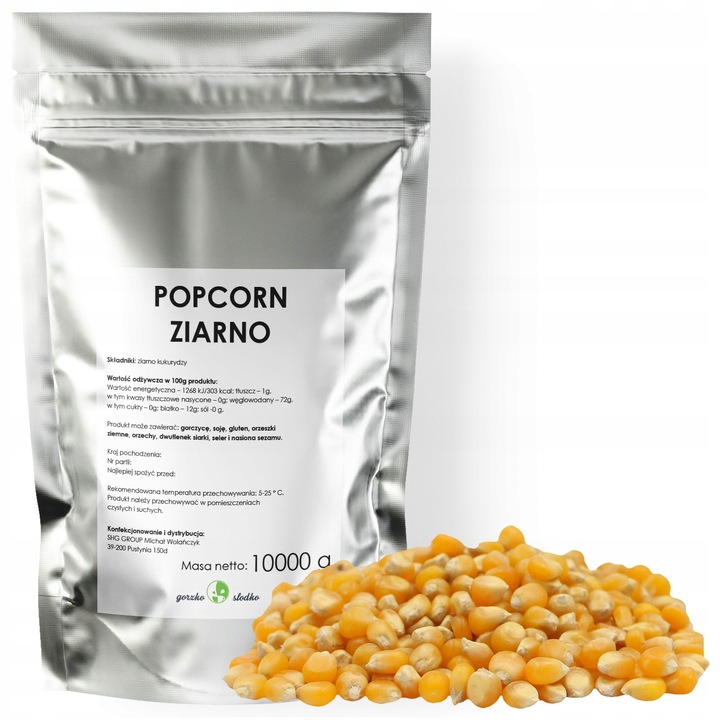 POPCORN KUKURYDZA do prażenia ziarno bez soli 10kg