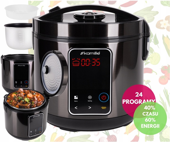 MULTICOOKER ELEKTRYCZNY garnek SZYBKOWAR PAROWAR WIELOFUNKCYJNY 24