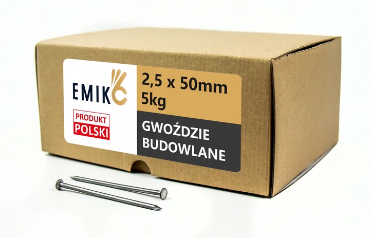 Gwoździe budowlane 2,5x50mm 2 cale Czarne Gładkie 2'' 5kg