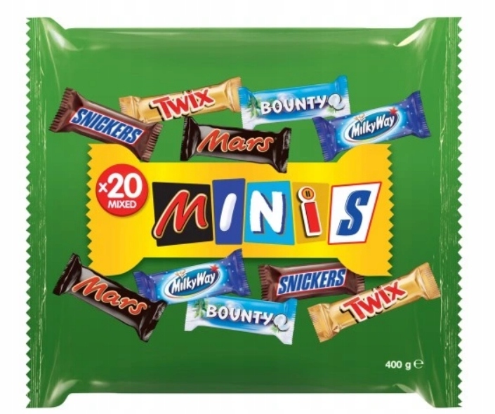 Mini batony Mars Snickers Bounty Twix Milky Way MINIS 400g DE