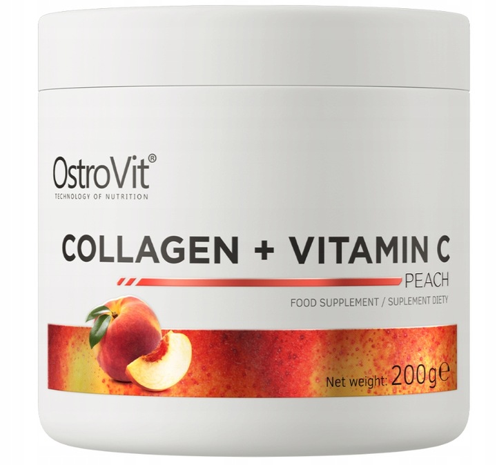 OstroVit Collagen + Vitamin C 200g Brzoskwinia Kolagen Witamina C Stawy
