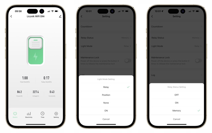 Przekaźnik WiFi 16A z pomiarem prądu mocy na szynę DIN TUYA Smart Life