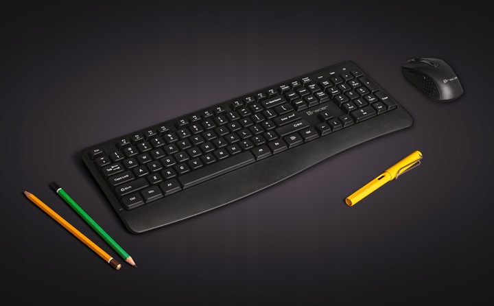 KLAWIATURA I MYSZ BEZPRZEWODOWA ZESTAW CZARNY USB 1600 DPI REGULOWANE NÓŻKI