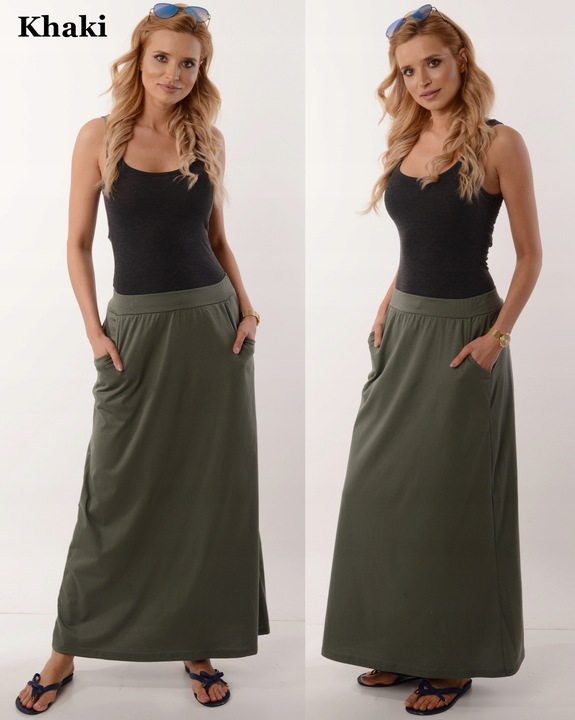 MAXI DŁUGA SPÓDNICA Z KIESZENIAMI prosta - KOLORY