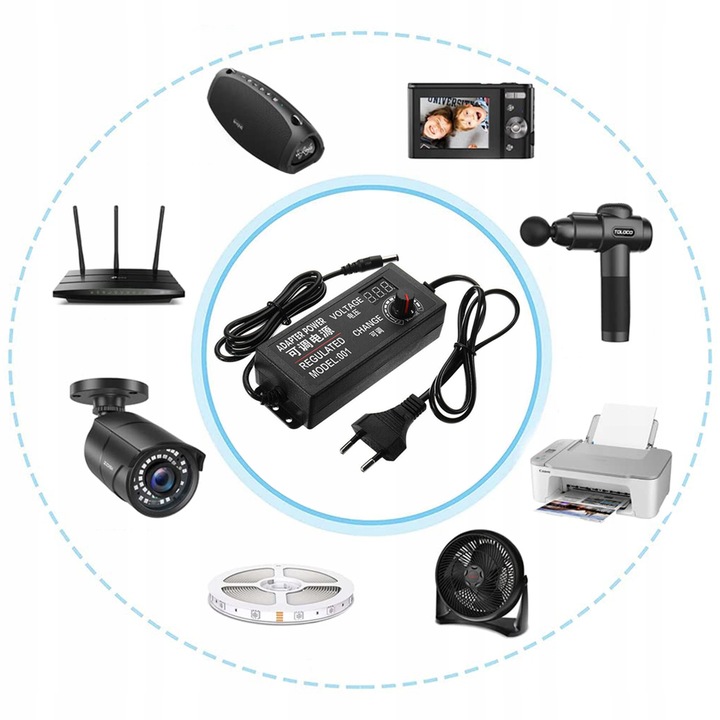 Zasilacz uniwersalny regulowany DC 3-24V 3A Potencjometr AC 100-240V