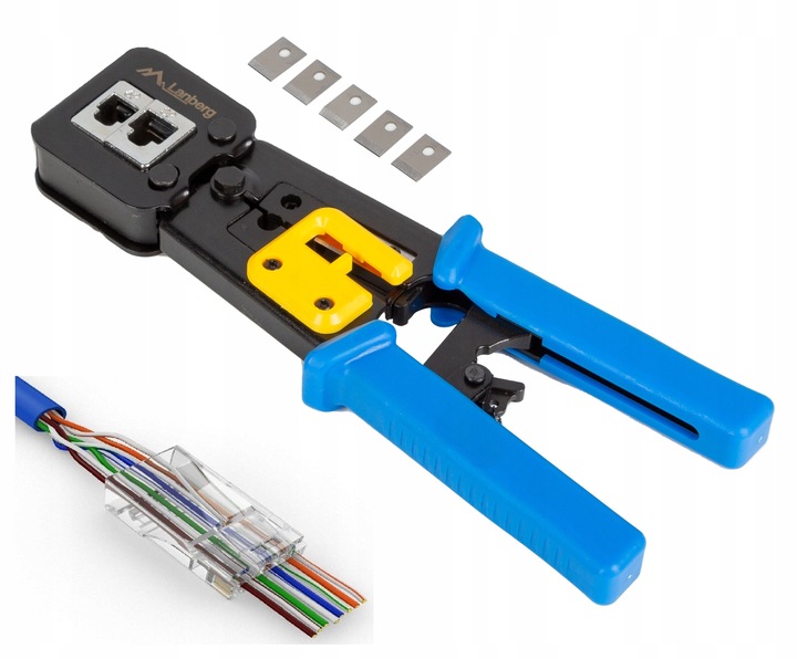 ZACISKARKA PRZELOTOWA WTYKÓW ZŁĄCZ PRZELOTOWYCH RJ45 RJ12 RJ11 LAN LANBERG