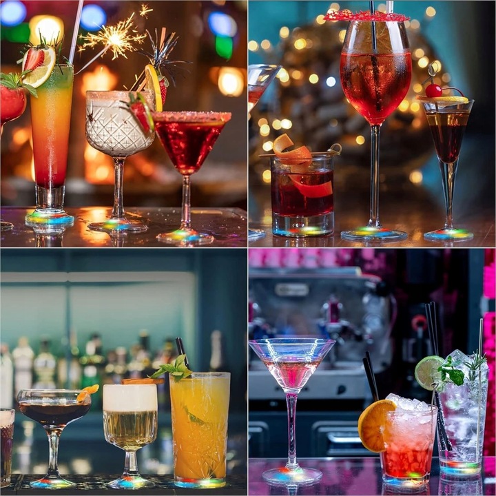 Podstawka Naklejka LED pod Butelkę Szklankę Kubek Zestaw 10 szt.