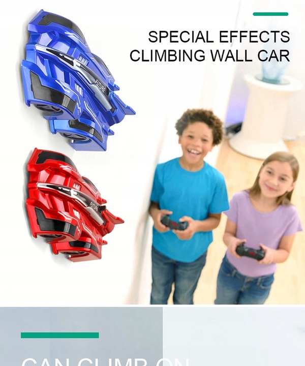 Samochód jeżdżący po ścianie i suficie czerwony RC zdalnie sterowany