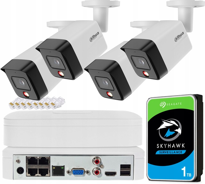 Zestaw Monitoringu Dahua Zewnętrzny 4 Kamery 6Mpx IPC-HFW1639TC-A-IL PoE