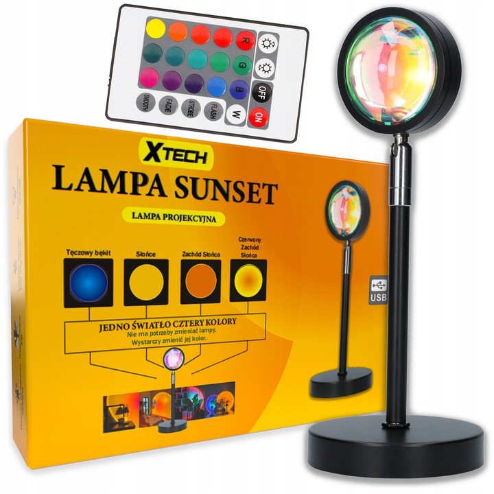 LAMPA ZACHÓD SŁOŃCA Lampka Sunset Lamp Projektor Wschód - Imitujaca Słońce
