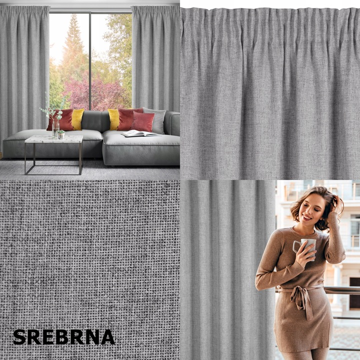 ZASŁONA GOTOWA JULA2 TAŚMA 140 X 270 CM LEN BEŻOWY STYL EKO RÓŻNE KOLORY