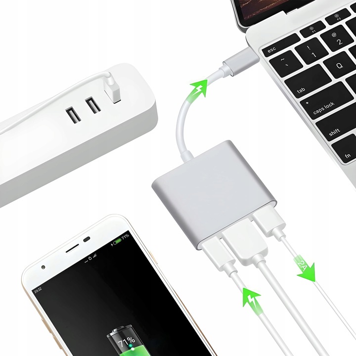 PRZEJŚCIÓWKA ADAPTER 3W1 USB-C 4K HDMI HUB USB 3.0 KONWERTER 100W 3A