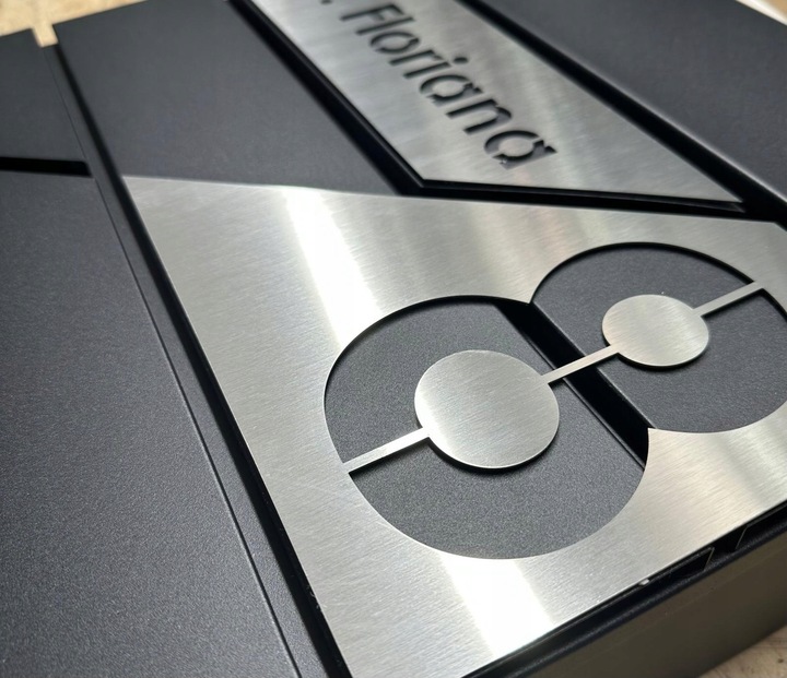 SKRZYNKA NA LISTY Z ADRESEM (tabliczka STAL nierdzewna LASER),, wzór