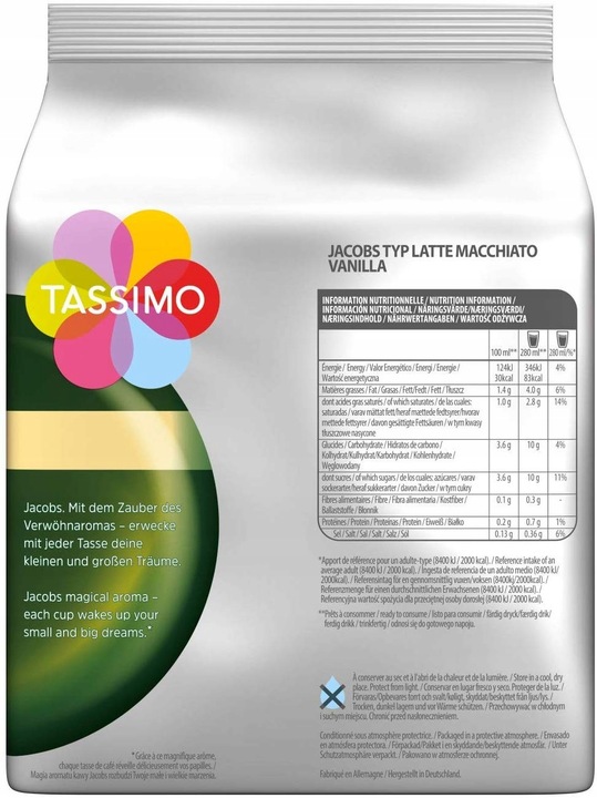 Kapsułki TASSIMO LATTE MACCHIATO VANILLA 8 kaw