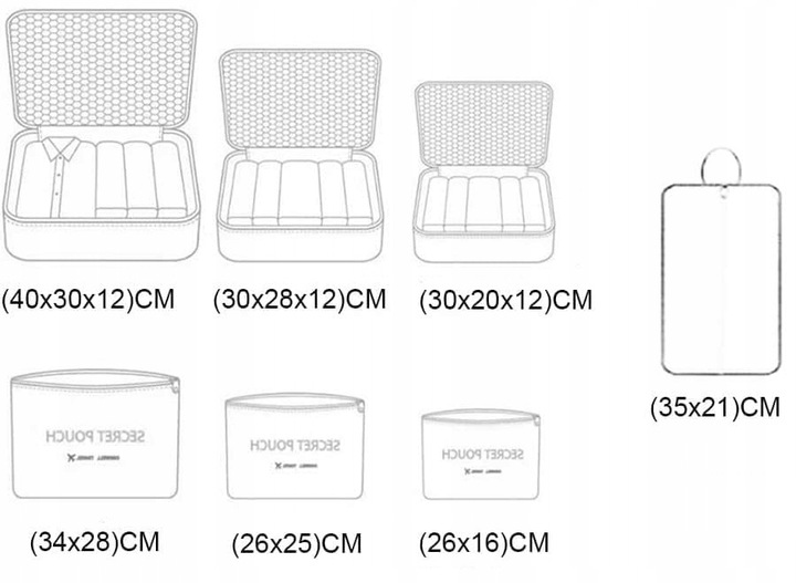 ORGANIZER DO WALIZKI PODRÓŻNY POJEMNY ZESTAW TORBY SZAFY PRANIE 7szt. Krem
