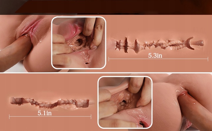 Brązowy seks lalka męski Masturbator z realistyczną pochwą i odbytem 2,3 kg