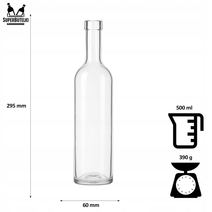 50x BUTELKI FUTURA 500ml 0,5L NA NALEWKI BIMBER WHISKY LIKIERY WINO SOKI