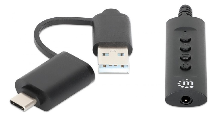 Manhattan Adapter Karta Dźwiękowa USB-C/A Audio Stereo 3.5 mm TRRS 1 m