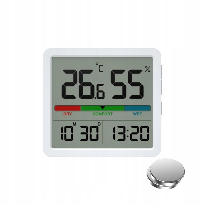 STACJA POGODOWA MANTA BEZPRZEWODOWA TERMOMETR HIGROMETR ZEGAR DATA