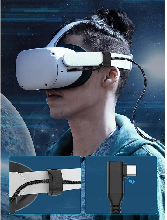 Kabel 6m do Oculus Link / Quest / Quest 2 / Quest 3 Steam VR USB 3.2 USB-C
