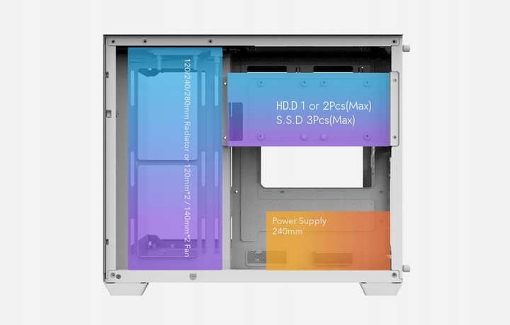 DarkFlash C285MP Obudowa Komputerowa M-ATX Cube Case Piwnica Gaming Biała