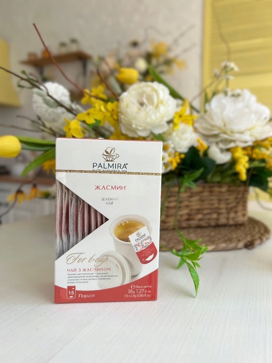 Herbata zielona liścasta deluxe z kwiatami jaśminu Palmira 15 saszetek