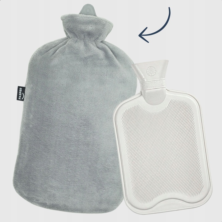 Duży termofor gumowy w pokrowcu Pasper XXL - 3500 ml - 8 godzin cieplnych