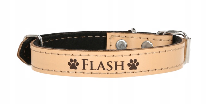 OBROŻA DLA PSA Z IMIENIEM GRAWEREM SKÓRZANA 33-41cm