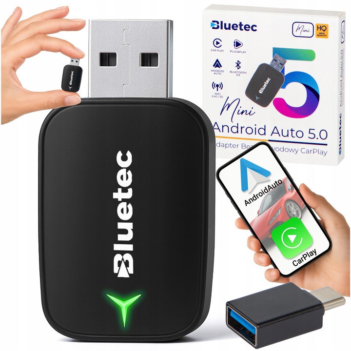 BEZPRZEWODOWY ADAPTER MODUŁ CARPLAY ANDROID AUTO WIFI BLUETOOTH 5.0