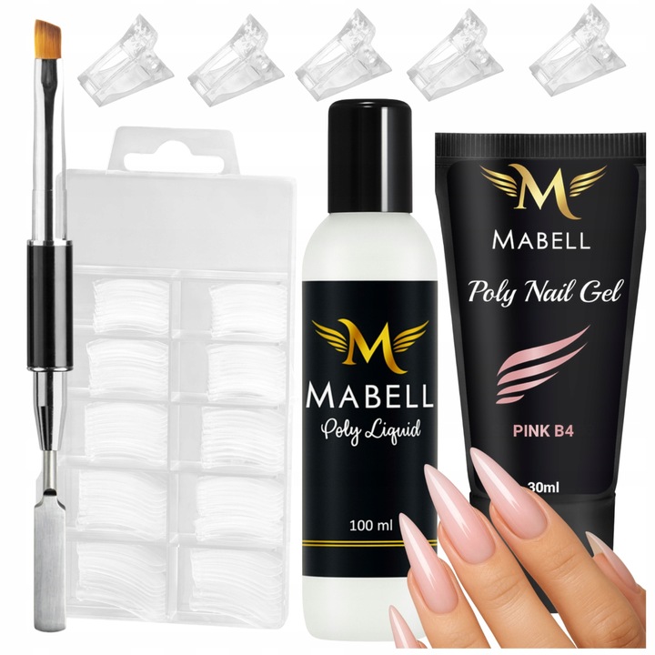 ZESTAW AKRYLOŻEL 30ml + DUAL FORMY 100szt + PĘDZELEK + LIQUID DO PAZNOKCI