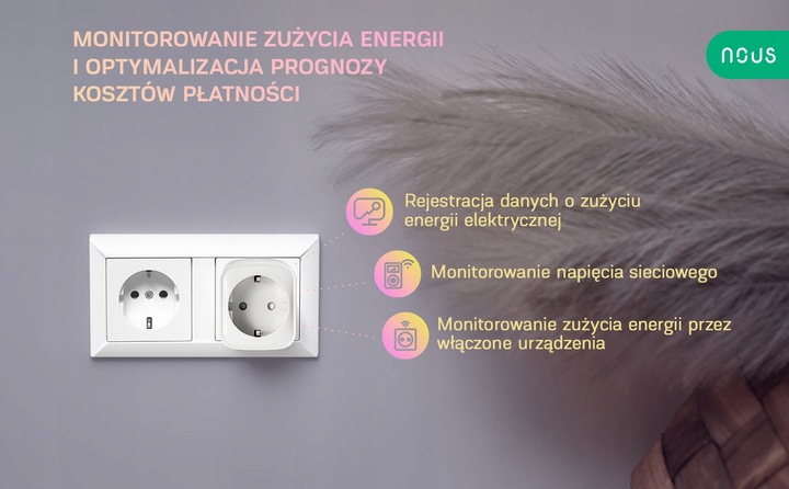 Inteligentne gniazdko WiFi NOUS A7 TUYA WATOMIERZ PROGRAMATOR TIMER 16A