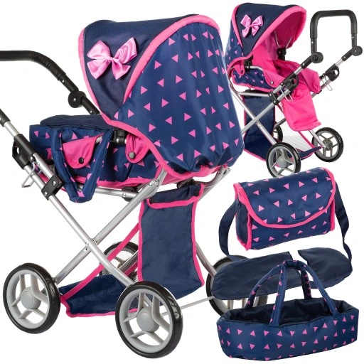 WÓZEK DLA LALEK GŁĘBOKI SPACERÓWKA GONDOLA 3w1 KINDERPLAY TORBA POŚCIEL