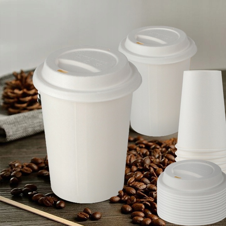 Kubki papierowe do gorących i zimnych napojów + wieczka jednorazowe 250ml
