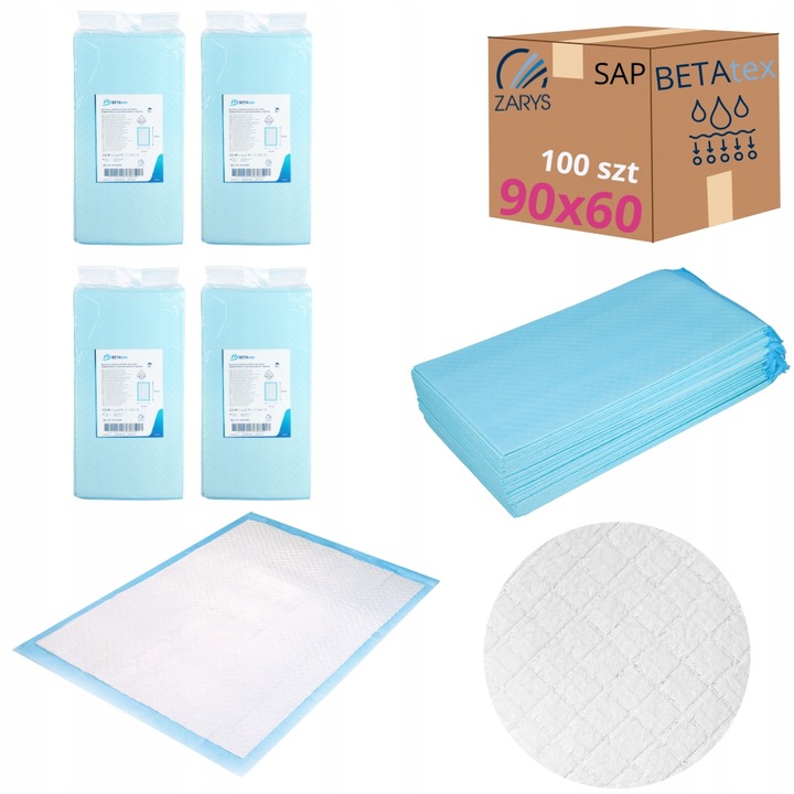 Podkłady chłonne PREMIUM SAP 90x60 higieniczne BETAtex+ by ZARYS 100 szt.