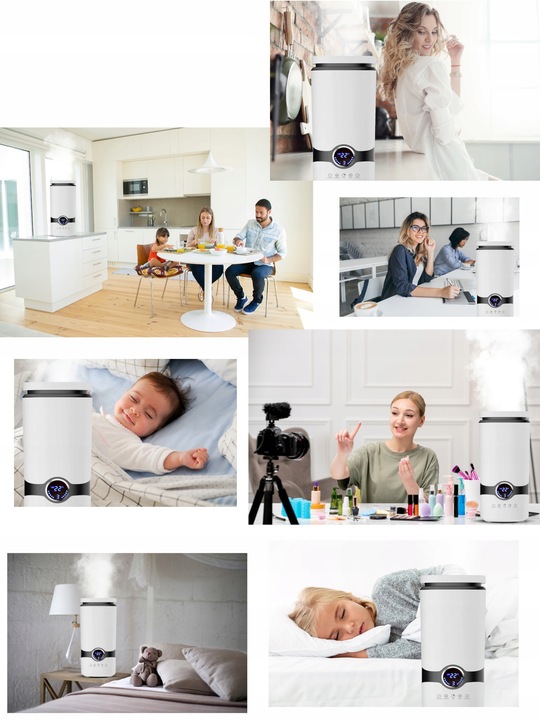 Nawilżacz powietrza AUTOMATYCZNY + AROMATERAPIA 3w1 + 3 OLEJKI FILTR PILOT