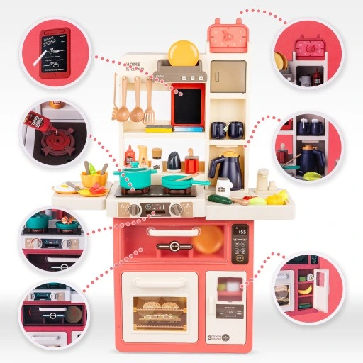 KUCHNIA DLA DZIECI ŚWIATŁO OKAP Z DŹWIĘKIEM KRAN PARA WODA TABLICA KREDOWA